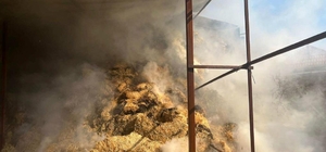 Uşak'ta çıkan yangında bir metruk ev ile saman ve buğday deposu yandı