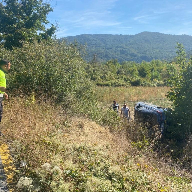 Sakarya'da uçuruma devrilen otomobilin sürücüsü yaralandı