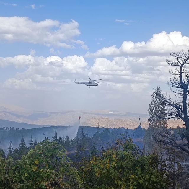 Konya'da orman yangınına havadan ve karadan müdahale ediliyor