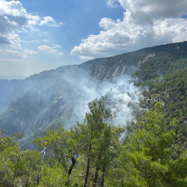 Burdur'da Karanlıkdere Kanyonu'nda çıkan orman yangını kontrol altına alınd...