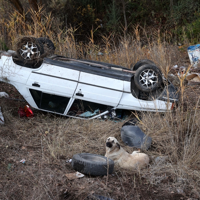 Sivas'ta devrilen otomobildeki 5 kişi yaralandı