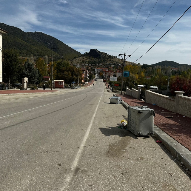 Isparta'da freni boşalan kamyon direğe çarparak durabildi