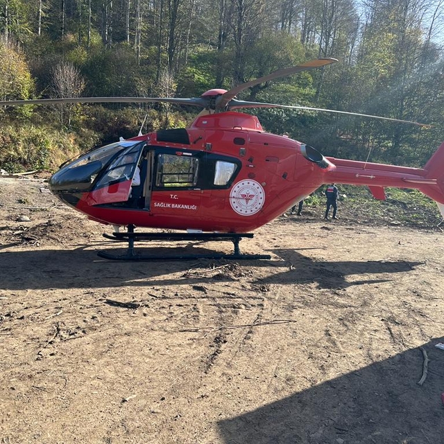 Samsun'da hava ambulansı kestane toplarken uçuruma düşerek yaralanan kişi i...