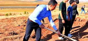 Sarıoğlan'da 500 fidan toprakla buluştu