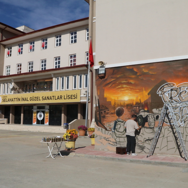 Çankırı'da grafiti sanatıyla Filistin'deki acıya dikkat çekildi