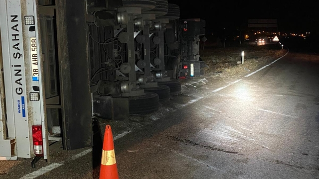 Kırıkkale'de refüje devrilen tırdaki 2 kişi yaralandı, 2 büyükbaş hayvan telef oldu