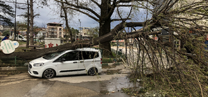 Bursa'da saatteki hızı 100 kilometreye yaklaşan lodos etkisini sürdürüyor