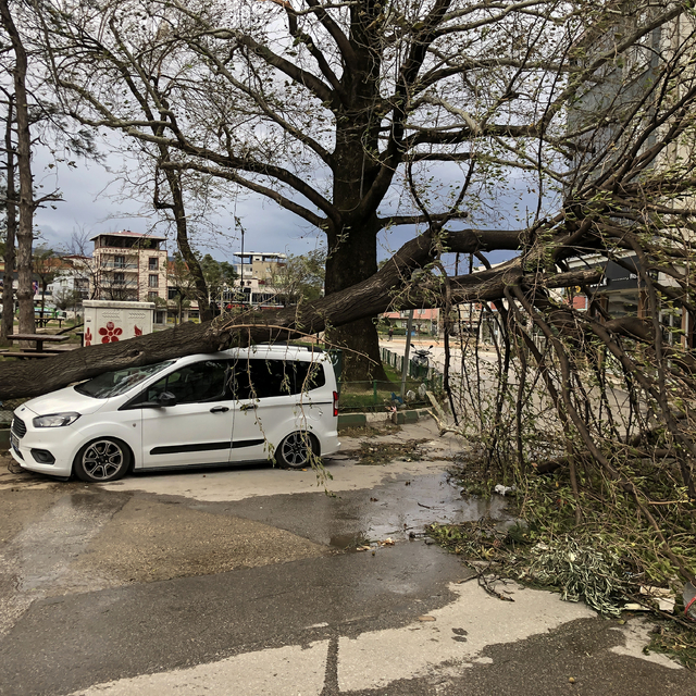 Bursa'da saatteki hızı 100 kilometreye yaklaşan lodos etkisini sürdürüyor