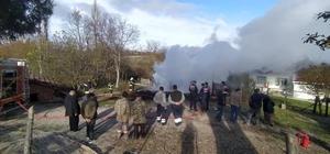 Sinop'ta çıkan yangında tahıl ambarı yandı
