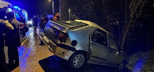 Sakarya'da direğe çarpan otomobildeki 4 kişi yaralandı
