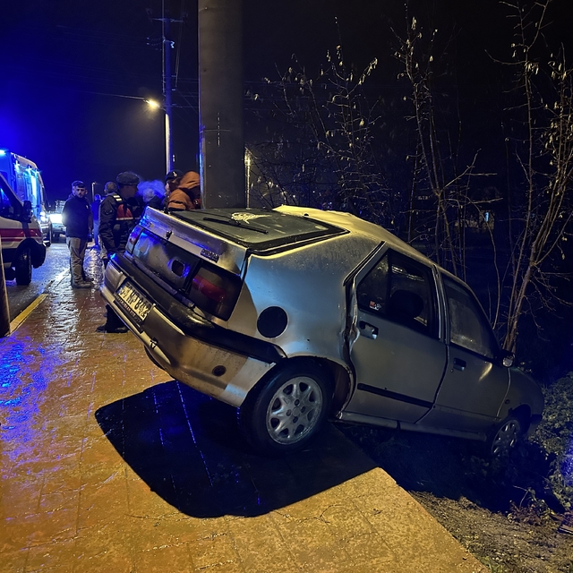 Sakarya'da direğe çarpan otomobildeki 4 kişi yaralandı
