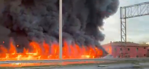 Çorum'da tuğla fabrikasında yangın