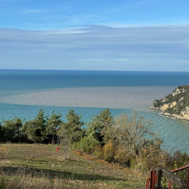 Bartın Irmağı'ndan akan çamurlu su, denizin rengini değiştirdi