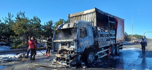 Anadolu Otoyolu'nda gıda yüklü kamyonda çıkan yangın söndürüldü