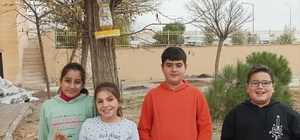 Hasankeyf'te öğrenciler atık malzemelerle kuş evi yaptı