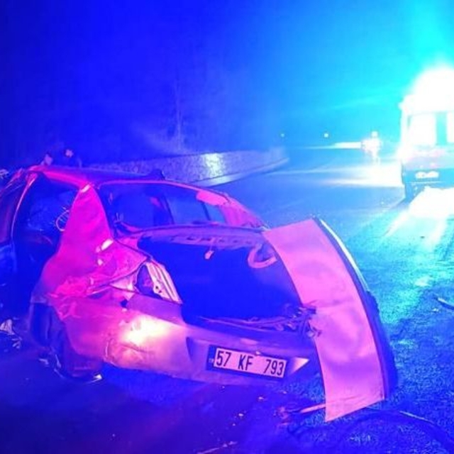 Sinop'ta devrilen otomobilin sürücüsü ile eşi yaralandı