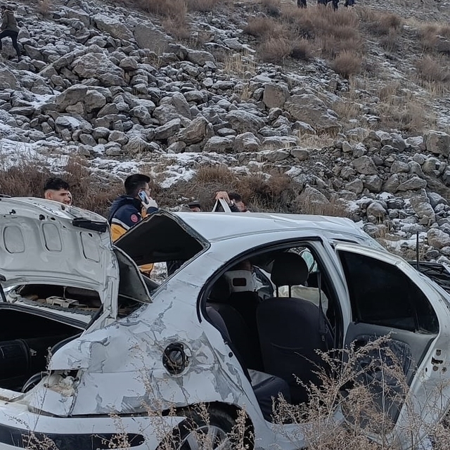 Ağrı'da şarampole devrilen otomobildeki 3 kişi yaralandı