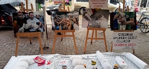 Terme'de Gazze'deki katliamı anlatan resim sergisi açıldı