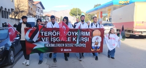 Amasya´da sağlık çalışanları Filistin için yürüdü
