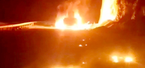 Karabük'te tır dorsesi yandı