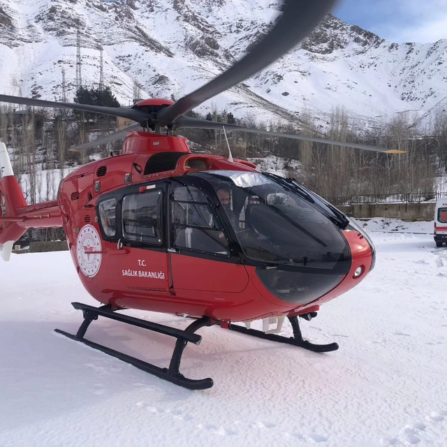 Van'da düşerek yaralanan kadın ambulans helikopterle hastaneye ulaştırıldı