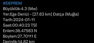 Muğla'da 4,3 büyüklüğünde deprem