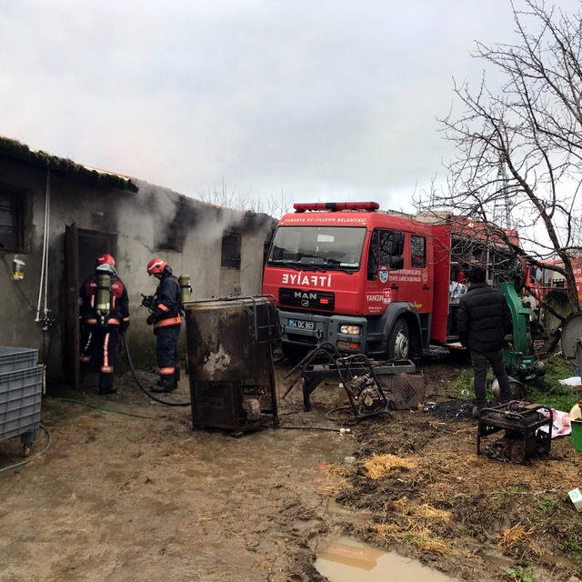 Samanlık ve ahır yangınında 9 büyükbaş öldü