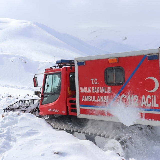 Rahatsızlanan 4 kardeş, karlı yolun açılması ile hastaneye götürüldü