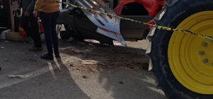 Traktöre çarpan hafif ticari aracın sürücüsü polis memuru öldü