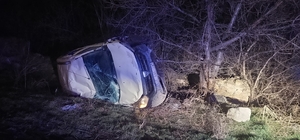 Tokat'ta devrilen otomobildeki 2 kişi yaralandı 