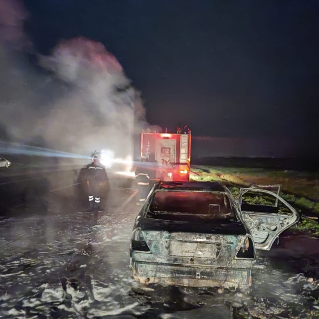 Nusaybin'de, seyir halindeki otomobil alev aldı
