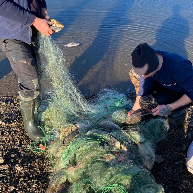 Kırklareli'nde baraj gölüne serilen ağlar ele geçirildi