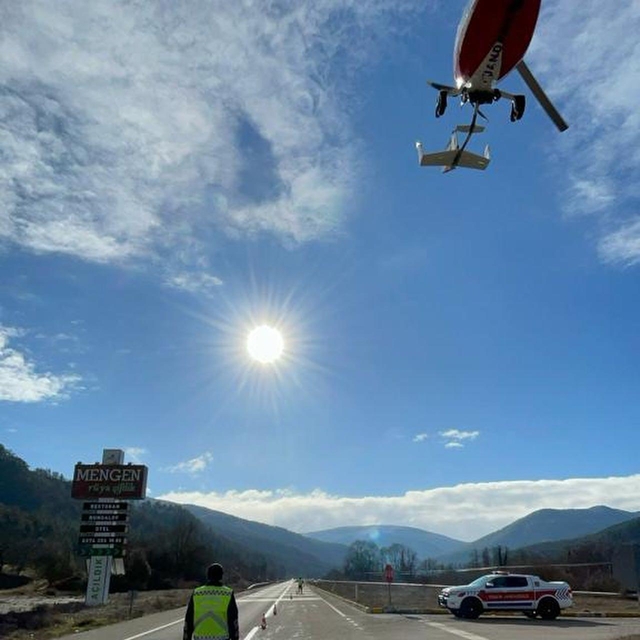 Mengen'de cayrokopter destekli trafik denetimi yapıldı