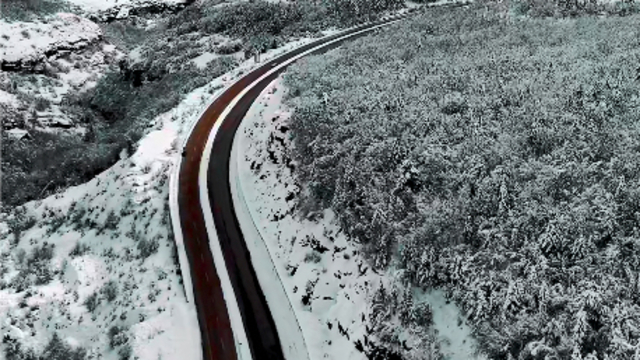 Safranbolu'da karla kaplanan orman havadan görüntülendi