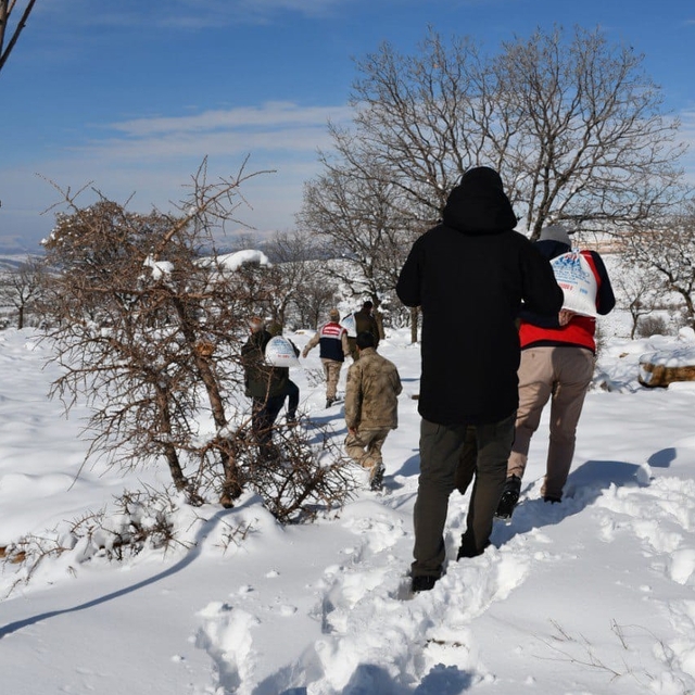 Siirt'te yaban hayvanları için doğaya yem bırakıldı
