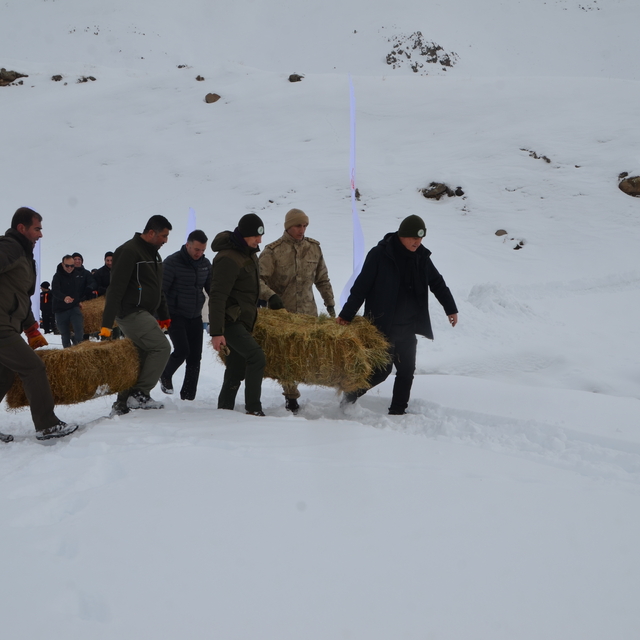 Muş Valisi Çakır, yaban hayvanları için doğaya yem bıraktı