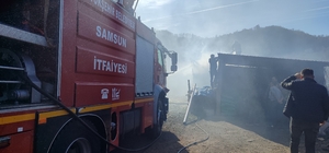 Salıpazarı'nda çıkan samanlık yangını itfaiye ekiplerince söndürüldü