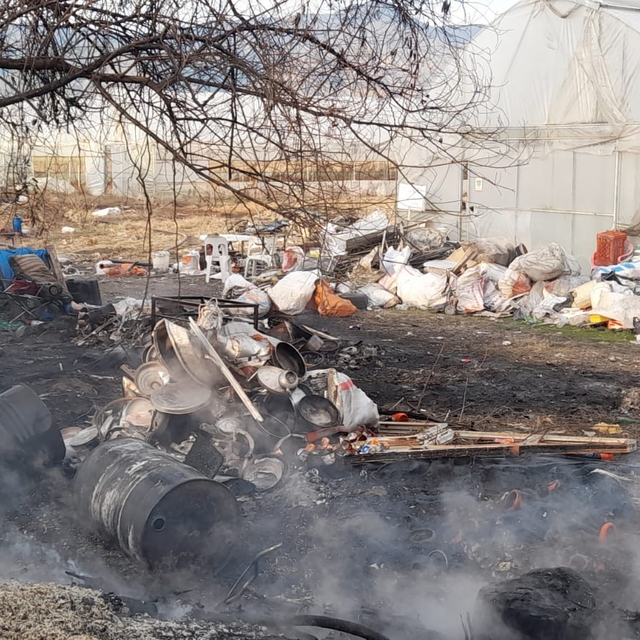 Erbaa'da bahçe yangınında hasar oluştu