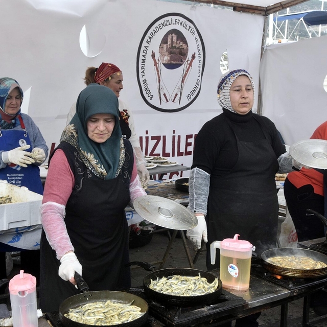 Bodrum'daki festivalde hamsi kuyruğu; horon saatler sürdü