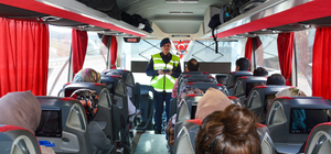 Bolu'da şehirlerarası yolcu otobüslerinde emniyet kemeri denetimi yapıldı