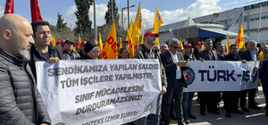 Türk İş 3. Bölge Temsilciliği, silahlı saldırının yaşandığı fabrika önünde basın açıklaması yaptı