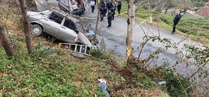 Rize'de yamaçtaki ağaca çarpan otomobilden fırlayan sürücü öldü