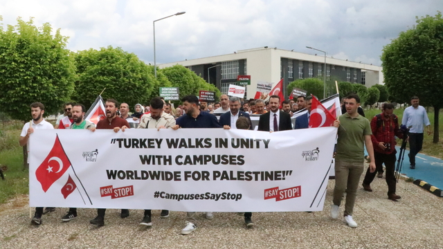 Siirt'te üniversite öğrencilerinden ABD ve İngiltere'deki Filistin eylemlerine destek