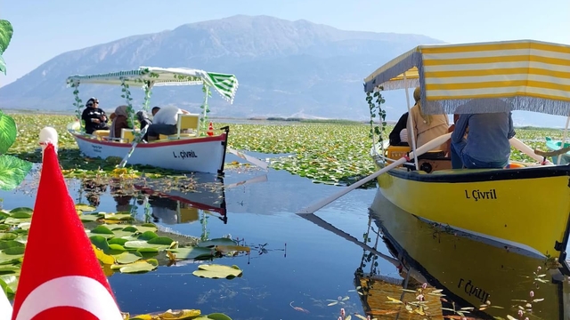 Çivril'deki Işıklı Gölü'nde nilüfer çiçeği turları başladı
