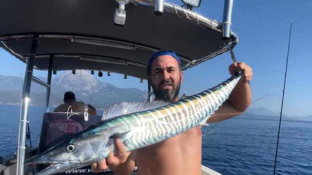 Türkiye'de ilk kez görülen kral balığı, sahte yemli oltaya takıldı