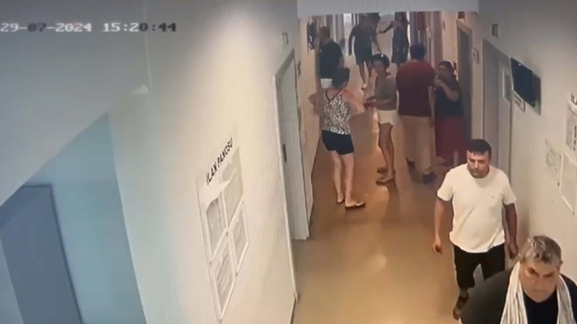Bodrum'da doktorun kalp krizi geçirdiği olayda, koridordaki kargaşa kamerada
