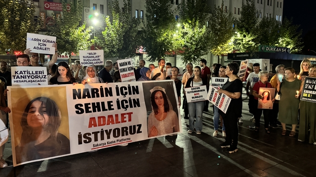 Sakarya'da kadın platformu üyeleri, Narin Güran'ın öldürülmesini protesto etti