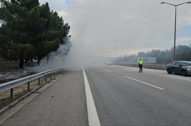 Ot yangını çıktı, TEM bir süre trafiğe kapatıldı