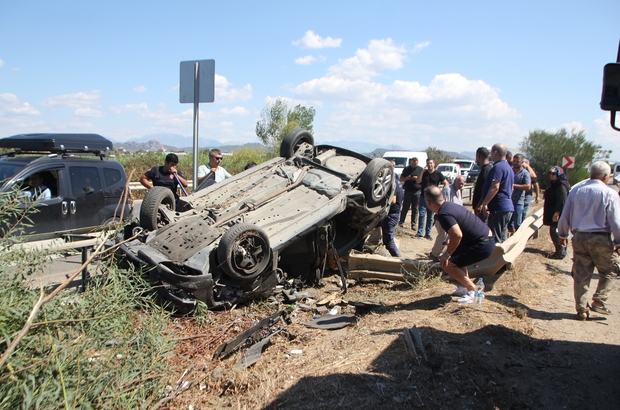 Serik'te takla atan otomobilin sürücüsü yaralandı