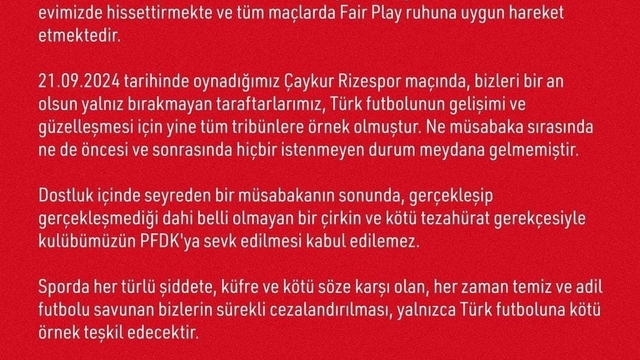 Samsunspor'dan PFDK sevkine tepki